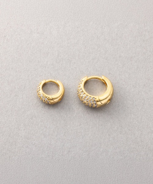 Cream dot.(クリームドット)の「【金属アレルギー対応】パヴェビジューが煌くミニキャッチレスフープピアス(ピアス(両耳用)・レディース・シルバー/ピンクゴールド/シルバー系/ゴールド系/ゴールド・ONE SIZE)」の20枚目の写真