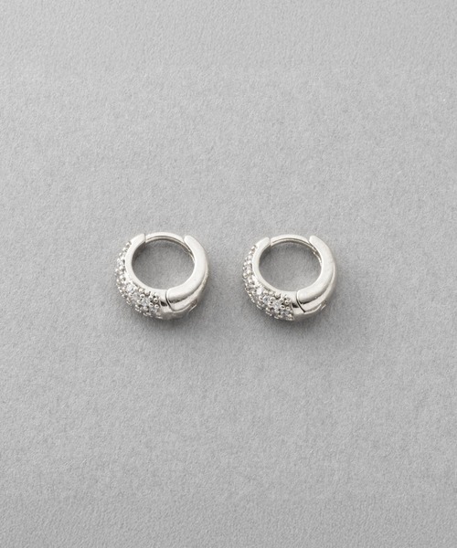 Cream dot.(クリームドット)の「【金属アレルギー対応】パヴェビジューが煌くミニキャッチレスフープピアス(ピアス(両耳用)・レディース・シルバー/ピンクゴールド/シルバー系/ゴールド系/ゴールド・ONE SIZE)」の13枚目の写真
