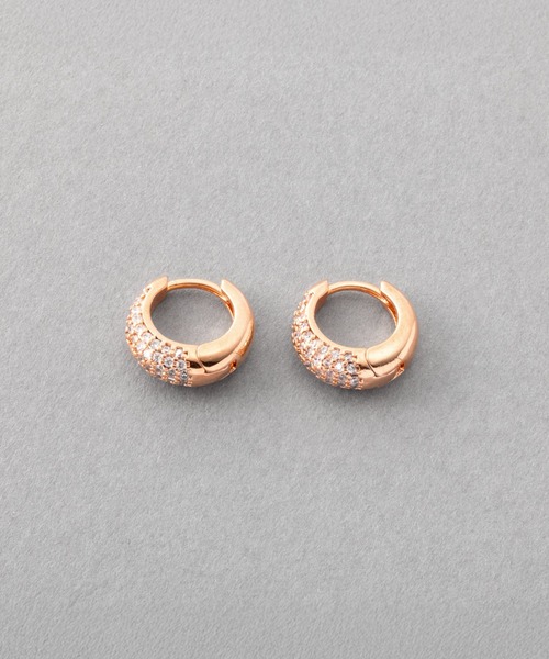 Cream dot.(クリームドット)の「【金属アレルギー対応】パヴェビジューが煌くミニキャッチレスフープピアス(ピアス(両耳用)・レディース・シルバー/ピンクゴールド/シルバー系/ゴールド系/ゴールド・ONE SIZE)」の17枚目の写真
