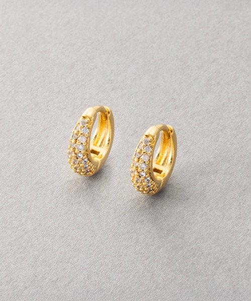 Cream dot.(クリームドット)の「【金属アレルギー対応】パヴェビジューが煌くミニキャッチレスフープピアス(ピアス(両耳用)・レディース・シルバー/ピンクゴールド/シルバー系/ゴールド系/ゴールド・ONE SIZE)」の18枚目の写真