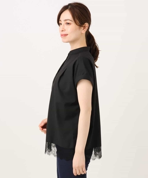 MK MICHEL KLEIN（エムケーミッシェルクラン）の「[洗える]マイクロサキソニー ヘムレースブラウス（シャツ/ブラウス・レディース・ブラック/グレー・38）」の13枚目の写真