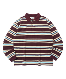 TAILOR STUDIO（テーラースタジオ）の「マルチストライプカラーTシャツ（ワイン）（ポロシャツ）」