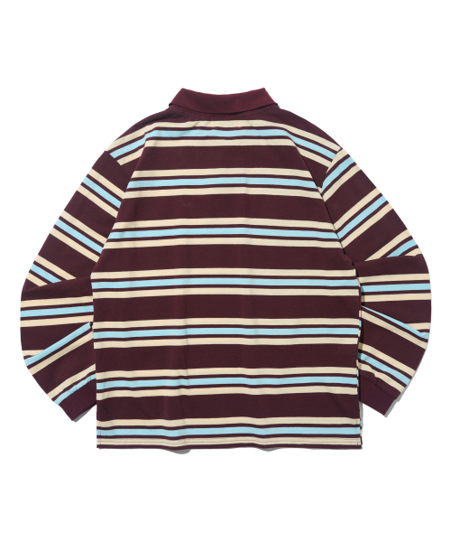 TAILOR STUDIO（テーラースタジオ）の「マルチストライプカラーTシャツ（ワイン）（ポロシャツ・レディース・その他・FREE）」の2枚目の写真