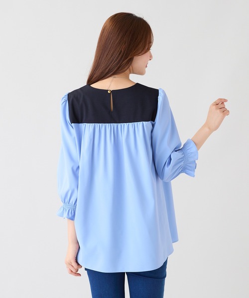 Rose Tiara(ローズティアラ)の「【接触冷感/UVカット】配色切替カットソー(Tシャツ/カットソー・レディース・ネイビー/ブラック・38/42/46)」の10枚目の写真
