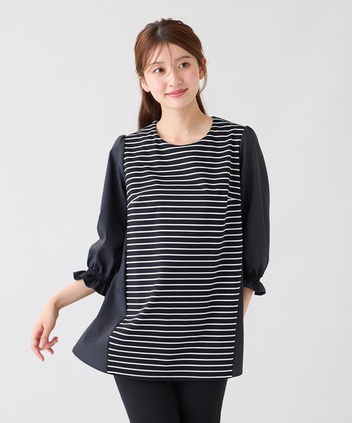 Rose Tiara(ローズティアラ)の「【接触冷感/UVカット】配色切替カットソー(Tシャツ/カットソー・レディース・ネイビー/ブラック・38/42/46)」の15枚目の写真