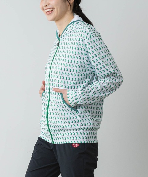 Picone CLUB（ピッコーネクラブ）の「ゴルフピコ総柄UVパーカー（パーカー・レディース・ブラック/ホワイト×グリーン/ホワイト×レッド・13号/11号/9号）」の5枚目の写真