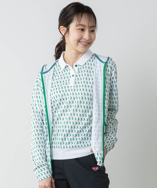 Picone CLUB（ピッコーネクラブ）の「ゴルフピコ総柄UVパーカー（パーカー・レディース・ブラック/ホワイト×グリーン/ホワイト×レッド・13号/11号/9号）」の9枚目の写真