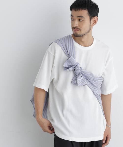 NANO universe(ナノユニバース)の「USAコットン×COOLMAX(R) ワッフルワイドTシャツ半袖(Tシャツ/カットソー・メンズ・ホワイト/ブラック/ブラウン/カーキ・L/M/XL)」の1枚目の写真