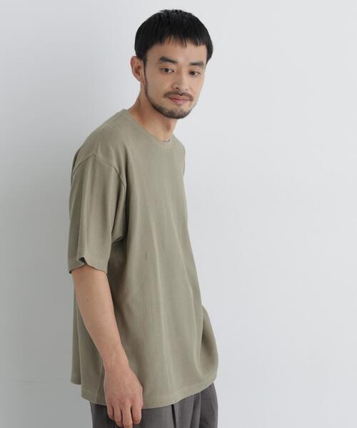 NANO universe(ナノユニバース)の「USAコットン×COOLMAX(R) ワッフルワイドTシャツ半袖(Tシャツ/カットソー・メンズ・ホワイト/ブラック/ブラウン/カーキ・L/M/XL)」の4枚目の写真