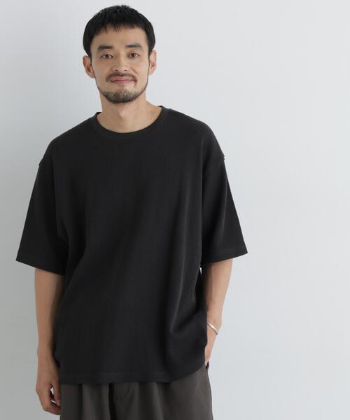 NANO universe(ナノユニバース)の「USAコットン×COOLMAX(R) ワッフルワイドTシャツ半袖(Tシャツ/カットソー・メンズ・ホワイト/ブラック/ブラウン/カーキ・L/M/XL)」の5枚目の写真