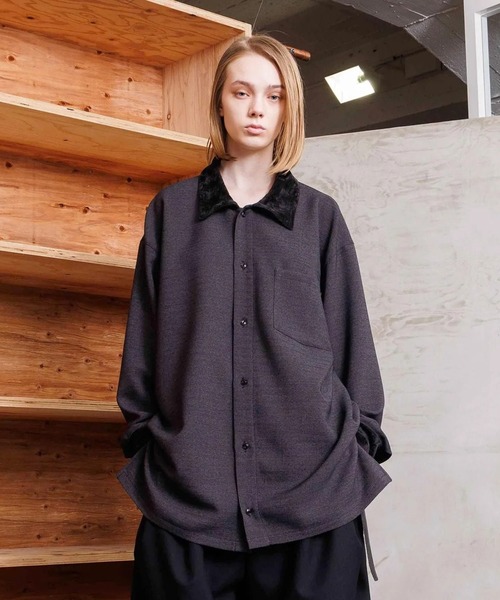 VOAAOV(ヴォアーブ)の「【VOAAOV】TWEEDY Long Sleeve Shirt(シャツ/ブラウス・メンズ・グレイッシュベージュ/チャコールグレー・2/1)」の3枚目の写真