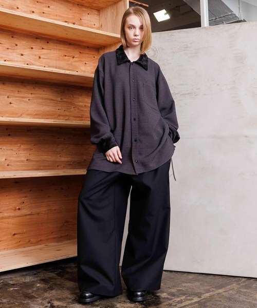 VOAAOV(ヴォアーブ)の「【VOAAOV】TWEEDY Long Sleeve Shirt(シャツ/ブラウス・メンズ・グレイッシュベージュ/チャコールグレー・2/1)」の5枚目の写真