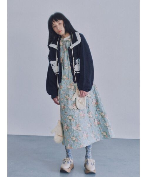 merry jenny(メリージェニー)の「ribbon tstrap shoes(バレエシューズ・レディース・ボルドー/アイボリー/ブラック・MEDIUM/LARGE)」の5枚目の写真