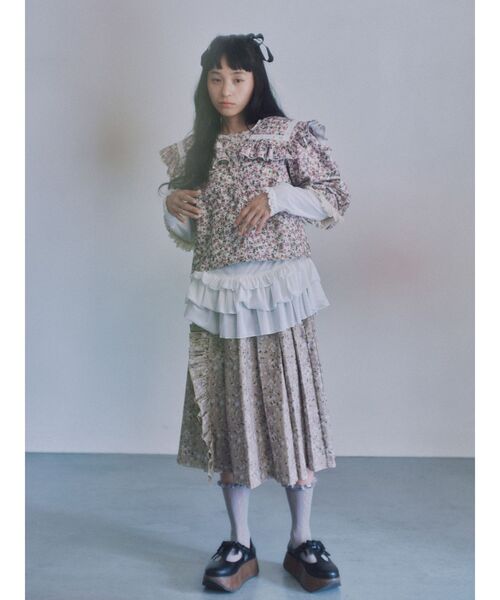 merry jenny(メリージェニー)の「ribbon tstrap shoes(バレエシューズ・レディース・ボルドー/アイボリー/ブラック・MEDIUM/LARGE)」の7枚目の写真