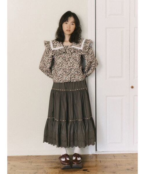 merry jenny(メリージェニー)の「ribbon tstrap shoes(バレエシューズ・レディース・ボルドー/アイボリー/ブラック・MEDIUM/LARGE)」の8枚目の写真