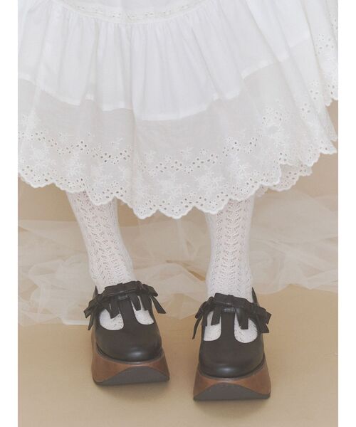 merry jenny(メリージェニー)の「ribbon tstrap shoes(バレエシューズ・レディース・ボルドー/アイボリー/ブラック・MEDIUM/LARGE)」の14枚目の写真