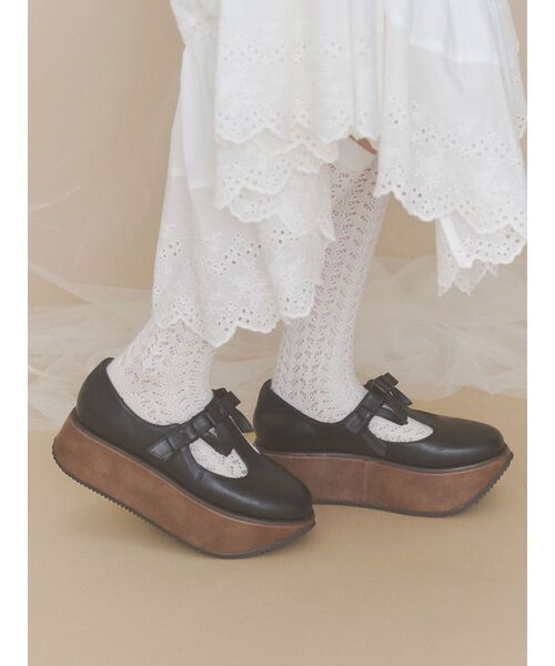 merry jenny(メリージェニー)の「ribbon tstrap shoes(バレエシューズ・レディース・ボルドー/アイボリー/ブラック・MEDIUM/LARGE)」の15枚目の写真