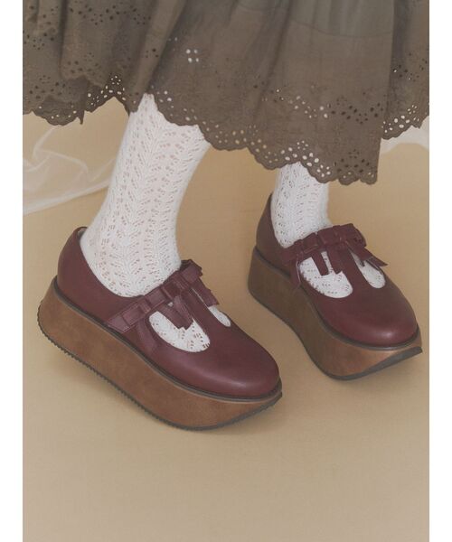 merry jenny(メリージェニー)の「ribbon tstrap shoes(バレエシューズ・レディース・ボルドー/アイボリー/ブラック・MEDIUM/LARGE)」の18枚目の写真