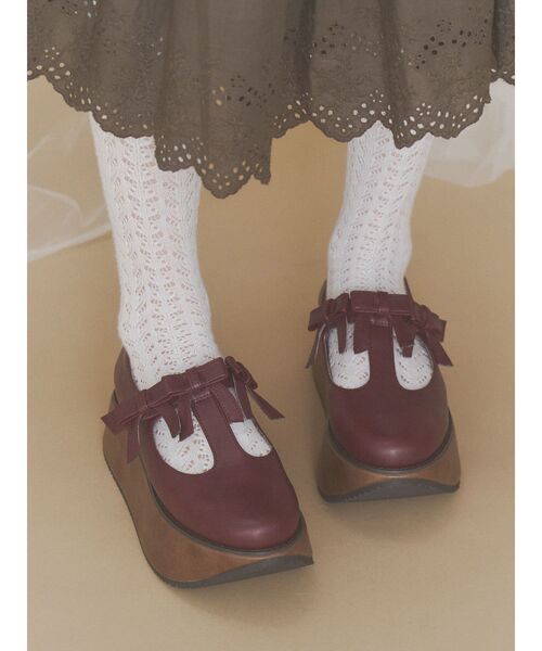 merry jenny(メリージェニー)の「ribbon tstrap shoes(バレエシューズ・レディース・ボルドー/アイボリー/ブラック・MEDIUM/LARGE)」の19枚目の写真