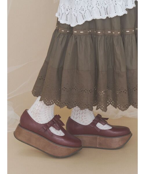 merry jenny(メリージェニー)の「ribbon tstrap shoes(バレエシューズ・レディース・ボルドー/アイボリー/ブラック・MEDIUM/LARGE)」の20枚目の写真