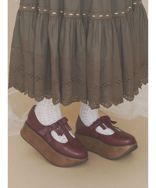 merry jenny(メリージェニー)の「ribbon tstrap shoes(バレエシューズ・レディース・ボルドー/アイボリー/ブラック・MEDIUM/LARGE)」の21枚目の写真