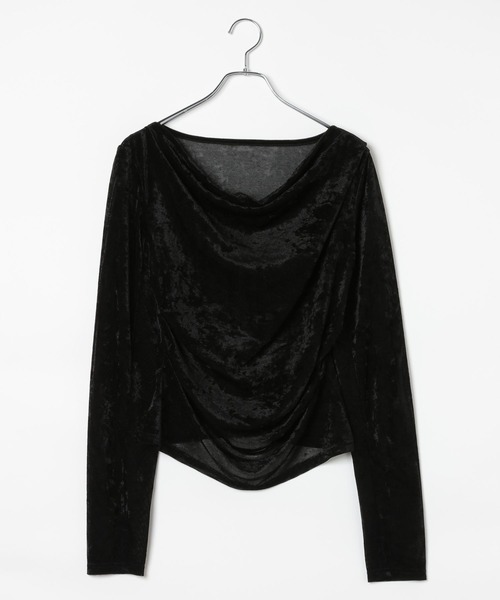 PAGEBOY(ページボーイ)の「ベロアドレープロングスリーブ(Tシャツ/カットソー・レディース・ダークブラウン/ターコイズブルー/ブラック・FREE)」の15枚目の写真