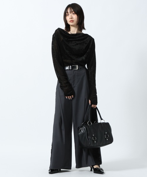 PAGEBOY(ページボーイ)の「ベロアドレープロングスリーブ(Tシャツ/カットソー・レディース・ダークブラウン/ターコイズブルー/ブラック・FREE)」の11枚目の写真