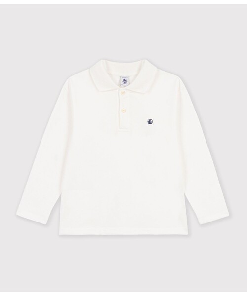 PETIT BATEAU（プチバトー）の「鹿の子編み長袖ポロシャツ（ポロシャツ・キッズ・オフホワイト・6YEAR/8YEAR/10YEAR/12YEAR）」の3枚目の写真