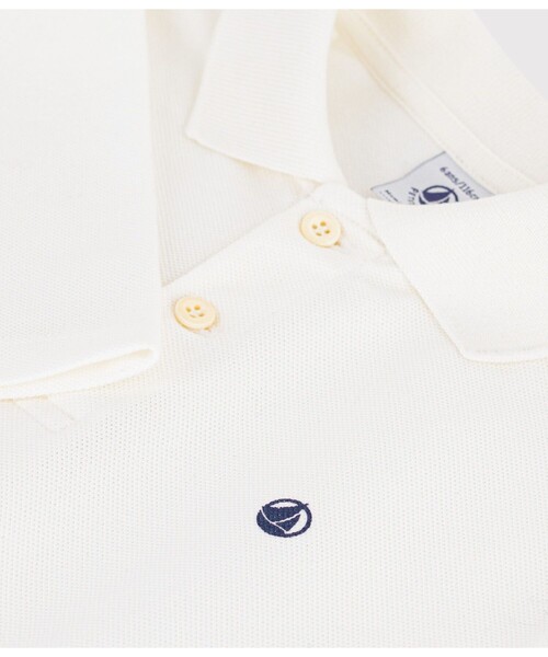 PETIT BATEAU（プチバトー）の「鹿の子編み長袖ポロシャツ（ポロシャツ・キッズ・オフホワイト・6YEAR/8YEAR/10YEAR/12YEAR）」の5枚目の写真