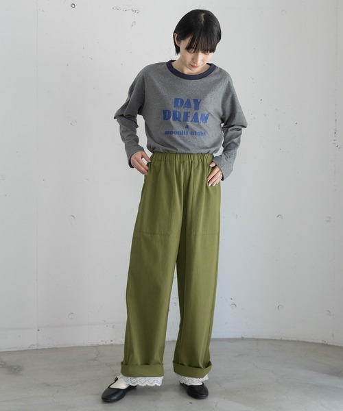 POU DOU DOU(プードゥドゥ)の「裾レースストレートパンツ(その他パンツ・レディース・ベージュ/ネイビー/カーキ・3)」の4枚目の写真