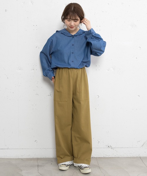 POU DOU DOU(プードゥドゥ)の「裾レースストレートパンツ(その他パンツ・レディース・ベージュ/ネイビー/カーキ・3)」の12枚目の写真