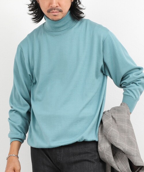 NOLLEY’S(ノーリーズ)の「ハイゲージウォッシャブルニットタートルネック 26AW(ニット/セーター・メンズ・グレイッシュブルー/ライトグレー/ボルドー/ネイビー・S/M/L)」の1枚目の写真