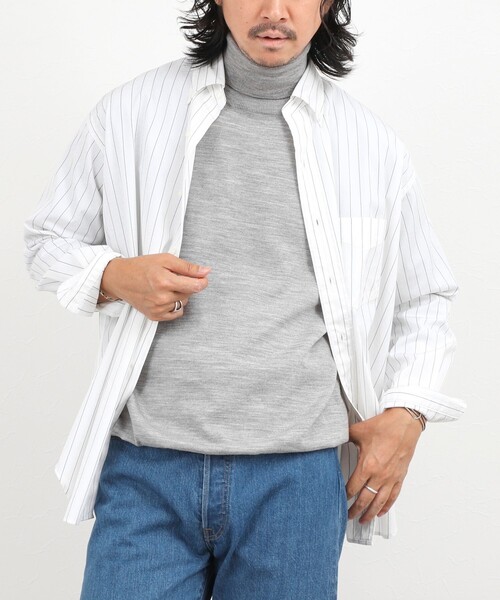 NOLLEY’S(ノーリーズ)の「ハイゲージウォッシャブルニットタートルネック 26AW(ニット/セーター・メンズ・グレイッシュブルー/ライトグレー/ボルドー/ネイビー・S/M/L)」の6枚目の写真
