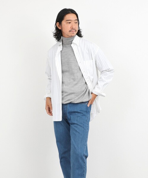 NOLLEY’S(ノーリーズ)の「ハイゲージウォッシャブルニットタートルネック 26AW(ニット/セーター・メンズ・グレイッシュブルー/ライトグレー/ボルドー/ネイビー・S/M/L)」の12枚目の写真