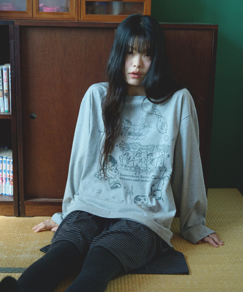 MIHEV（ミヘブ）の「ミユメロディグラフィックオーバーサイズロングスリーブメランジ（Tシャツ/カットソー・レディース・その他・FREE）」の5枚目の写真