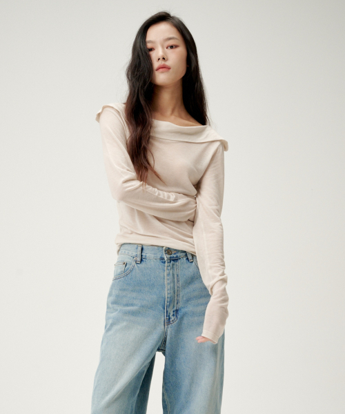 LYNTE(リンテ)の「ウールタイリバーシブルトップ(Tシャツ/カットソー・レディース・ブラック/ベージュ・SMALL/MEDIUM)」の3枚目の写真