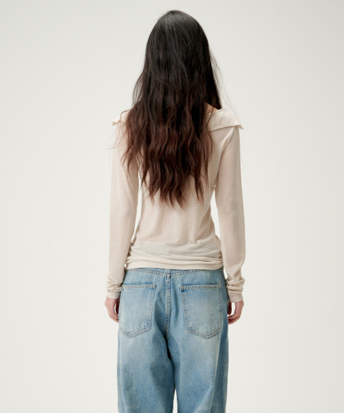 LYNTE(リンテ)の「ウールタイリバーシブルトップ(Tシャツ/カットソー・レディース・ブラック/ベージュ・SMALL/MEDIUM)」の5枚目の写真