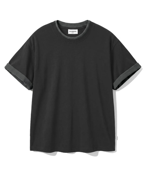 F.ILLUMINATE(フィルミネイト)の「デイリー ロールアップ レイヤード クロップドTシャツ-3Color(Tシャツ/カットソー・レディース・ブラック/ダークグレー/グレー系・MEDIUM/LARGE/SMALL)」の2枚目の写真