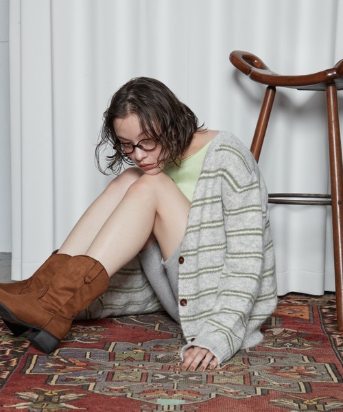 OFROOM(オフルーム)の「【2026秋冬新作】Multi Border Knit Cardigan|マルチボーダーニットカーディガン(カーディガン/ボレロ・レディース・ベージュ/グレー/ブラウン・FREE)」の22枚目の写真