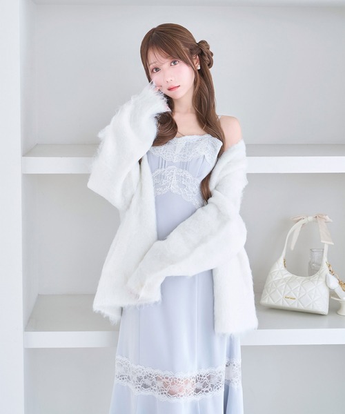 Rose Muse（ロゼミューズ）の「Shaggy oversized cardigan（カーディガン/ボレロ・レディース・ピンク/ホワイト/ブラウン/グレー・FREE）」の5枚目の写真