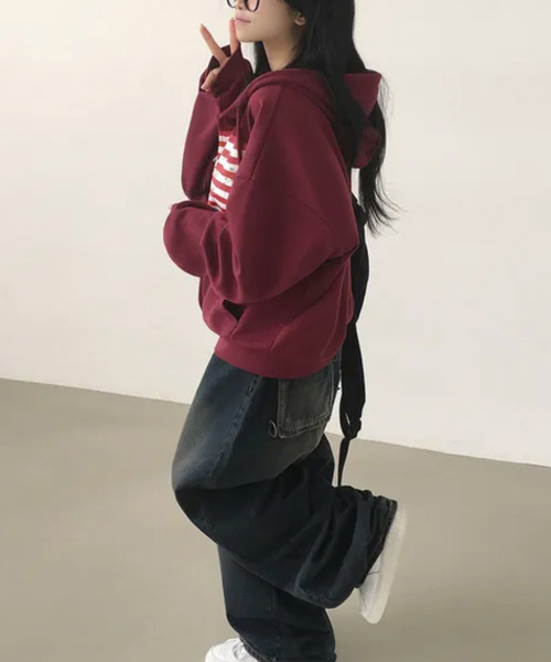 VIVID LADY(ビビッドレディー)の「ヴィンテージアメリカンフラッグ ダブルジップパーカー(パーカー・レディース・ネイビー/グレー/ワイン/ブラック/ブラウン・FREE)」の6枚目の写真