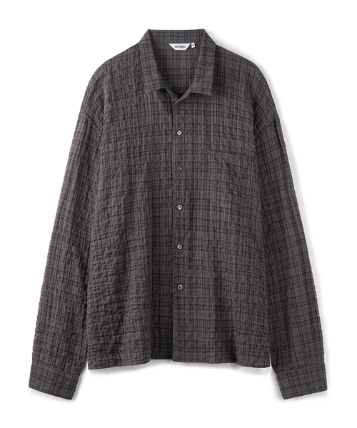 PARTIMENTO(パルティメント)の「リップチェック ショートカラー シャツ ブラウン(シャツ/ブラウス・メンズ・その他・MEDIUM/LARGE)」の1枚目の写真