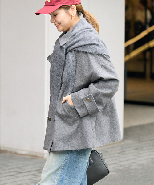 Traditional Weatherwear（トラディショナルウェザーウェア）の「別注【TRADITIONAL WEATHERWEAR】MALTON PEA COAT MIDDLE（ピーコート・レディース・チャコールグレー/ネイビー・34）」の8枚目の写真