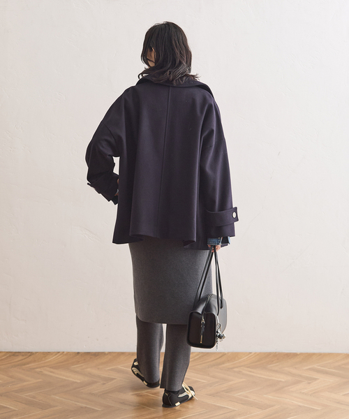 Traditional Weatherwear（トラディショナルウェザーウェア）の「別注【TRADITIONAL WEATHERWEAR】MALTON PEA COAT MIDDLE（ピーコート・レディース・チャコールグレー/ネイビー・34）」の10枚目の写真