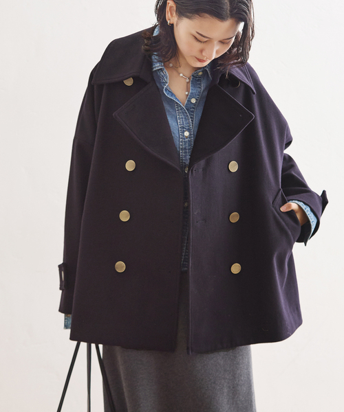 Traditional Weatherwear（トラディショナルウェザーウェア）の「別注【TRADITIONAL WEATHERWEAR】MALTON PEA COAT MIDDLE（ピーコート・レディース・チャコールグレー/ネイビー・34）」の11枚目の写真
