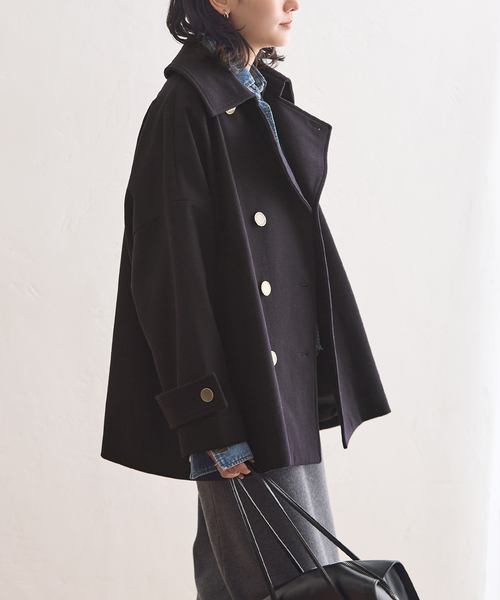Traditional Weatherwear（トラディショナルウェザーウェア）の「別注【TRADITIONAL WEATHERWEAR】MALTON PEA COAT MIDDLE（ピーコート・レディース・チャコールグレー/ネイビー・34）」の12枚目の写真