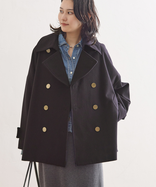 Traditional Weatherwear（トラディショナルウェザーウェア）の「別注【TRADITIONAL WEATHERWEAR】MALTON PEA COAT MIDDLE（ピーコート・レディース・チャコールグレー/ネイビー・34）」の14枚目の写真