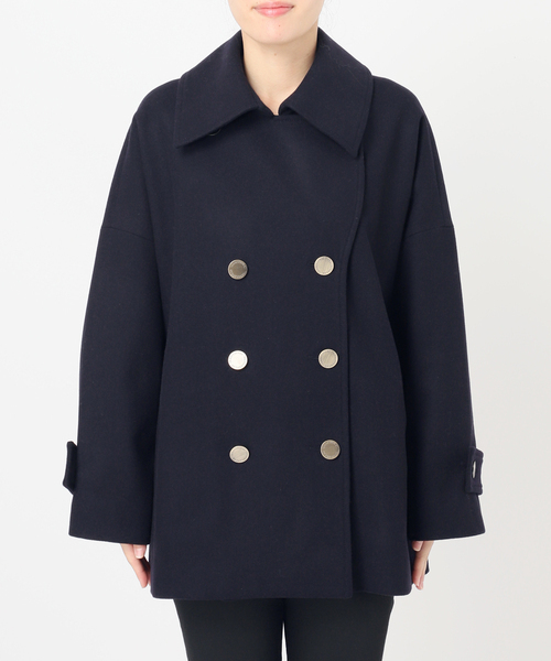 Traditional Weatherwear（トラディショナルウェザーウェア）の「別注【TRADITIONAL WEATHERWEAR】MALTON PEA COAT MIDDLE（ピーコート・レディース・チャコールグレー/ネイビー・34）」の16枚目の写真