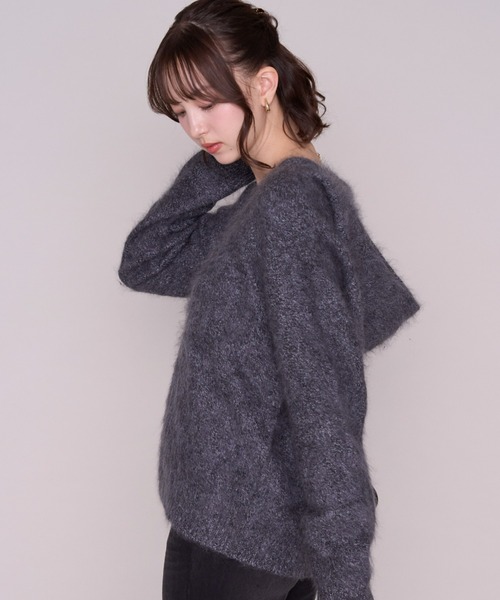 MISCH MASCH(ミッシュマッシュ)の「2026秋冬新作 ふわふわフードニット(ニット/セーター・レディース・ベージュ/グレー/レッド・フリ-)」の8枚目の写真