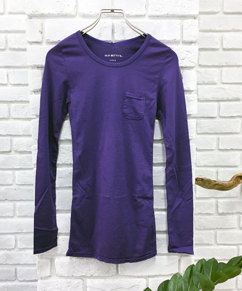 OLD BETTY'S(オールドベティーズ)の「ALOHA Bare Jersey Pocket T-shirts/ベアジャージーポケットTシャツ(Tシャツ/カットソー・レディース・杢グレー/ターコイズブルー/チャコール/ホワイト/ライトグレー/ブラウン/ベビーピンク/ダークブラウン/レッド系その他2/ブラック/ブルーグレー/サックスブルー/ブルーグリーン/グリーン/ロイヤルブルー/パープル/サーモンピンク/レッド/レッド系その他/チェリーピンク・FREE)」の15枚目の写真